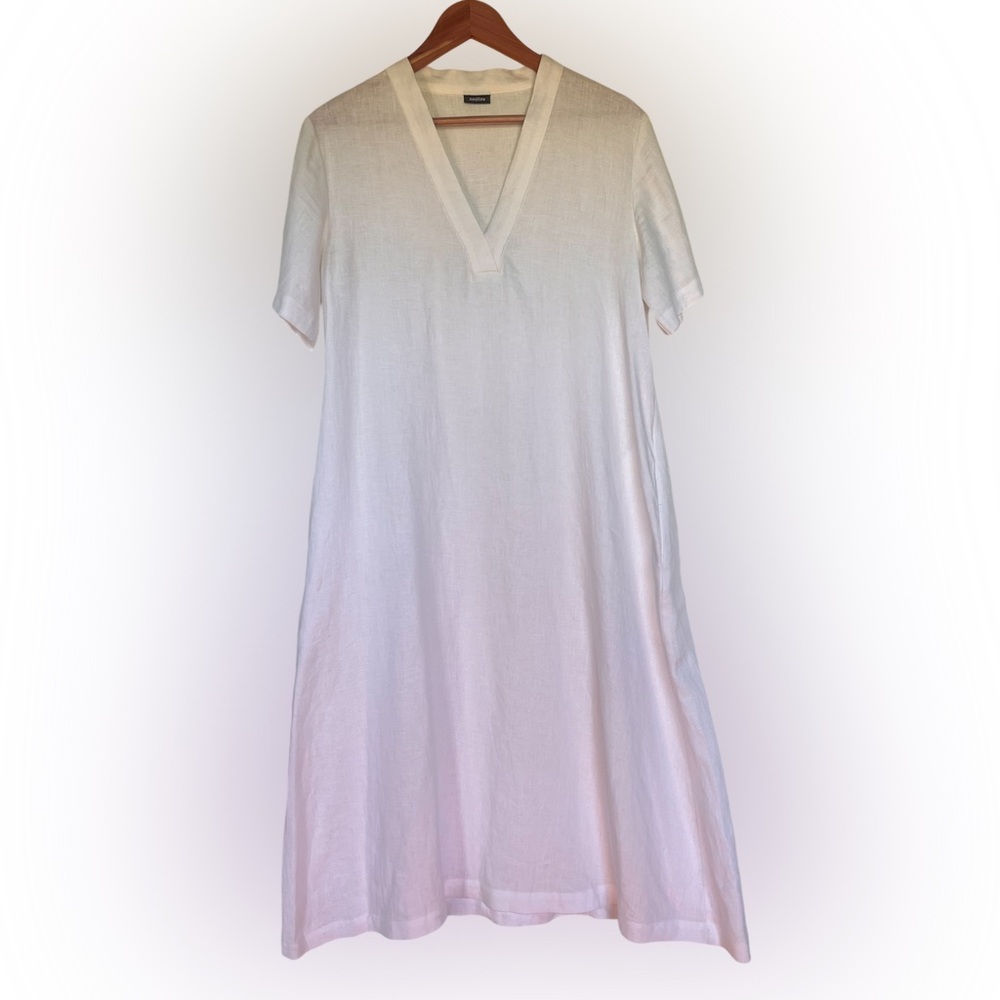 Short sleeve 100% linen shift dress